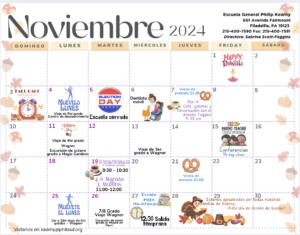 November Events Calendar Spanish